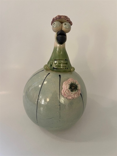 Keramik kugle med fugl