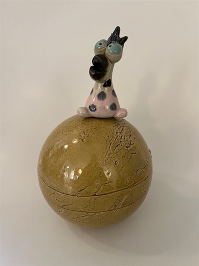 Keramik kugle med fugl