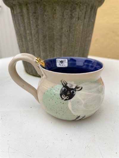 Keramik kop med får og guld