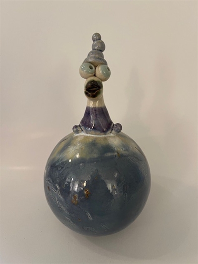 Keramik kugle med fugl