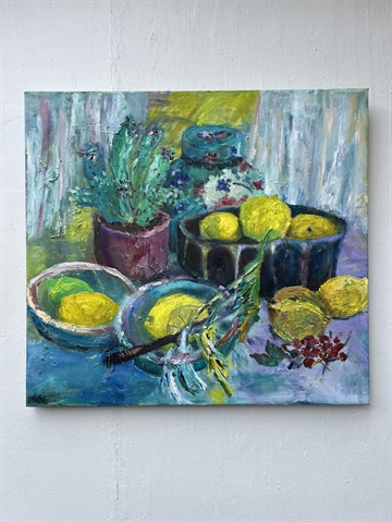 Maleri 60 x 65 cm. " Citronhøsten"