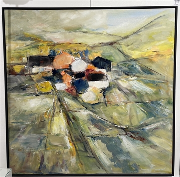Maleri 80 x 80 cm med natur