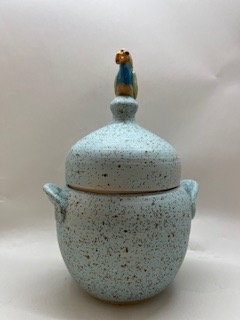 Keramik krukke med låg