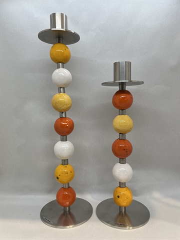 Keramik-lysestager orange/gul