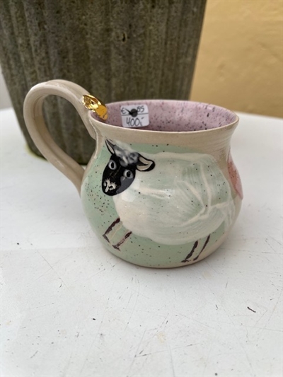 Keramik kop med får og guld