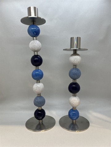 Keramik lysestager blå/hvid