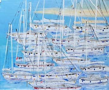 Maleri med sejlbåde