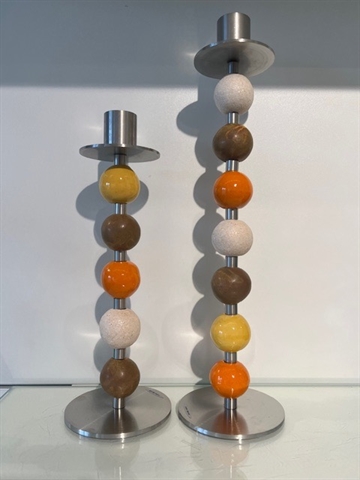 Keramik-lysestager gul/orange/brun