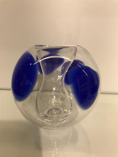 Mundblæst glasvase - blå