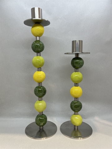 Keramik-lysestager gul/grøn
