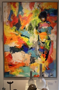 Abstrakt maleri med kvinde