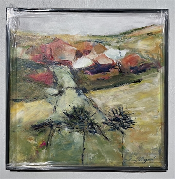Maleri 50 x 50 cm med huse