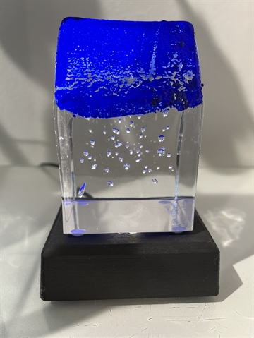 Glashus med lys - blå