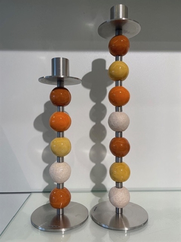 Keramik lysestager gul/orange