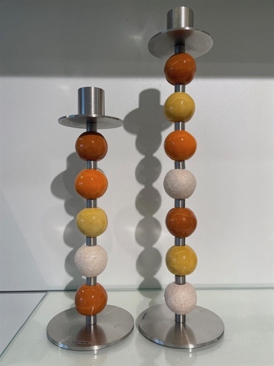 Keramik lysestager gul/orange