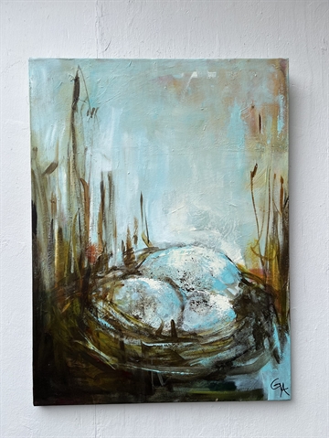 Maleri 80 x 60 cm "Fuglerede"