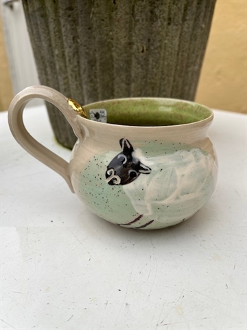 Keramik kop med får og guld