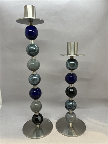 Keramik-lysestager blå/grå/sort