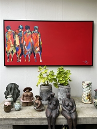 Maleri 70 x 140 cm " En lille gruppe i den store verden "