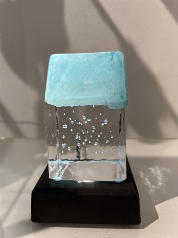 Glashus med lys - turkis