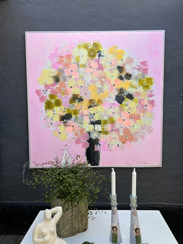 Maleri med blomster i vase