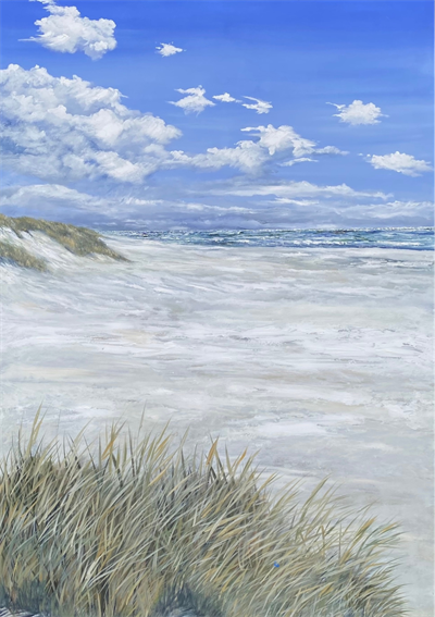 På vej til Grenen - Kunstkort i ramme af Billedkunstner Gitte Toft. 