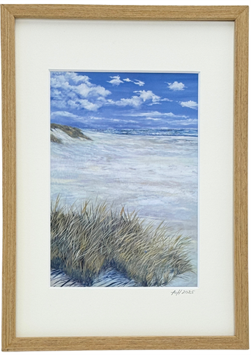 På vej til Grenen- Kunstkort i ramme af Billedkunstner Gitte Toft. 